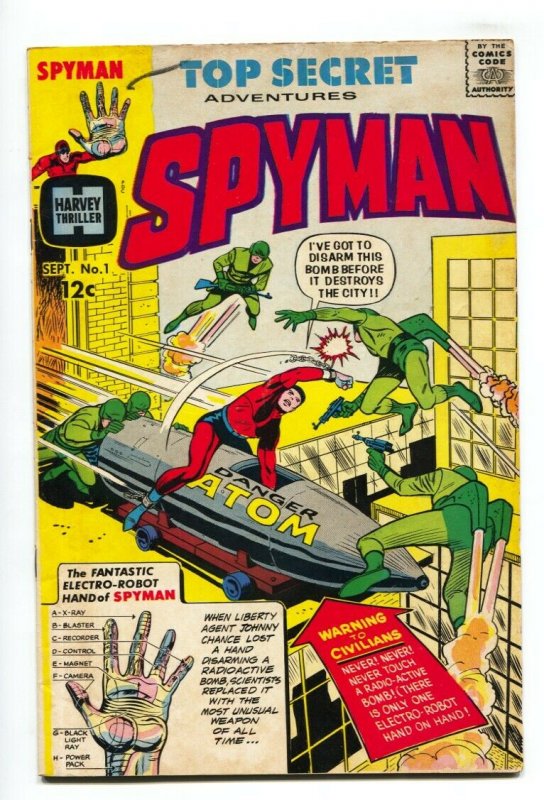 Spyman #1 1966-Harvey-1st issue-origin-1st Steranko comic book art-Tuska-VG