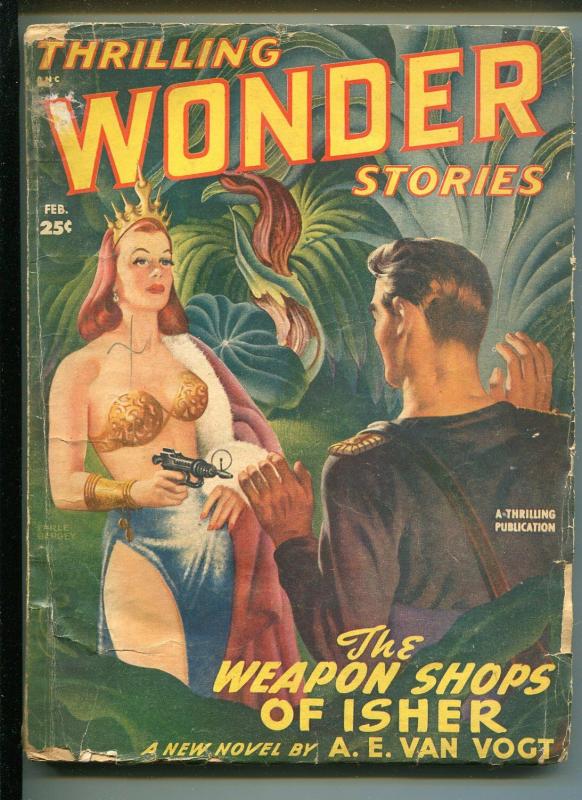 THRILLING WONDER STORIES 2/1949-EARLE BERGEY-RAY BRADBURY-PULP-fr/good