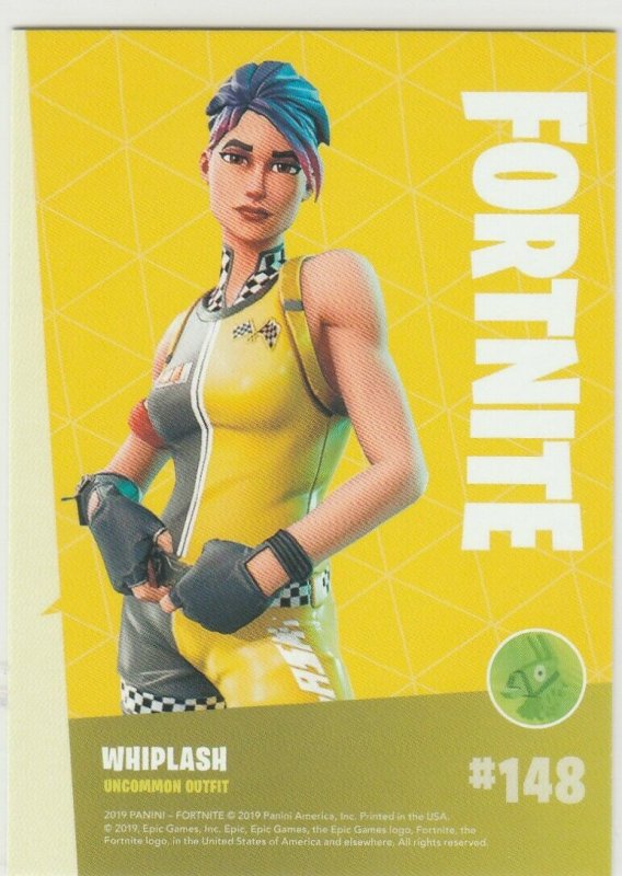 Fortnite Whiplash 148 Uncommon Outfit Panini 2019 trading card series 1