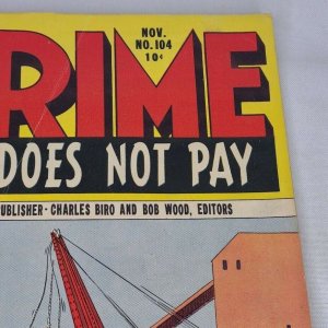 Crime Does Not Pay #104 Lev Gleason 1951 VG/FN 5.0  Early Gene Colan Art