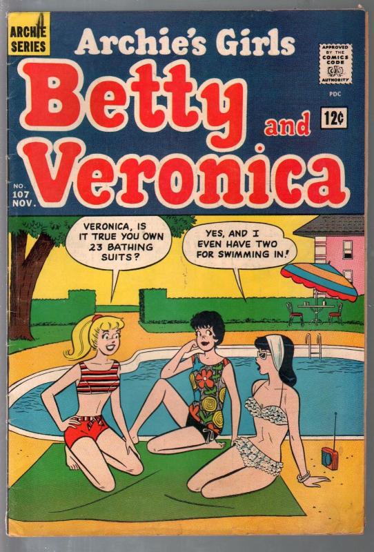 Archie's Girls Betty and Veronica #107 1964-swim suit cover-VG+