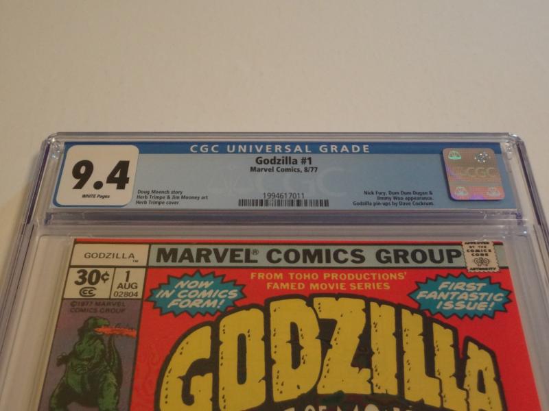 Godzilla #1, CGC 9.4; Nick Fury & Dum Dum Dugan appear! .30 cent variant!!