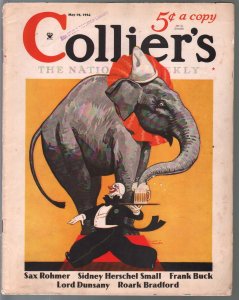 Collier's 5/19/1934- Louis Fancher-Sax Rohmer-Fu Manchu-elephant cover-VG