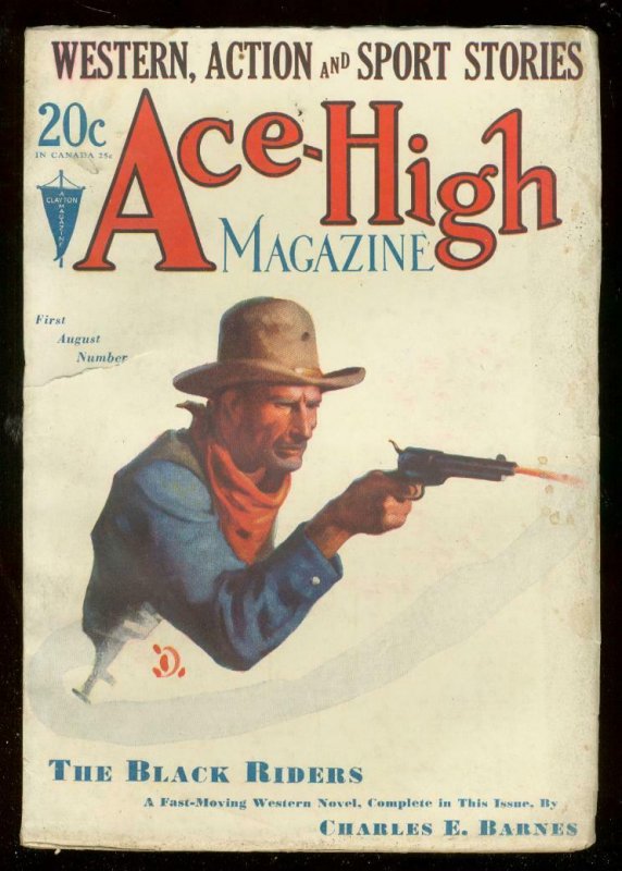 ACE-HIGH MAGAZINE 1st AUG 1930-WESTERN & SPORTS PULP VG/FN