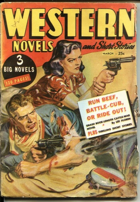 WESTERN NOVELS AND SHORT STORIES-Mar 1948-NORMAN SAUNDERS  GUN GIRL COVER-- P...