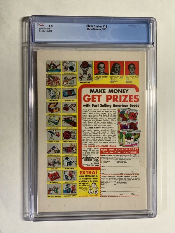Silver Surfer 16 Cgc 8.5 White Pages Marvel Bronze Age
