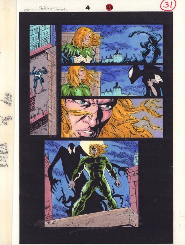 Venom: Separation Anxiety #4 p.31 Color Guide Art - Symbiote Sneak - 1995