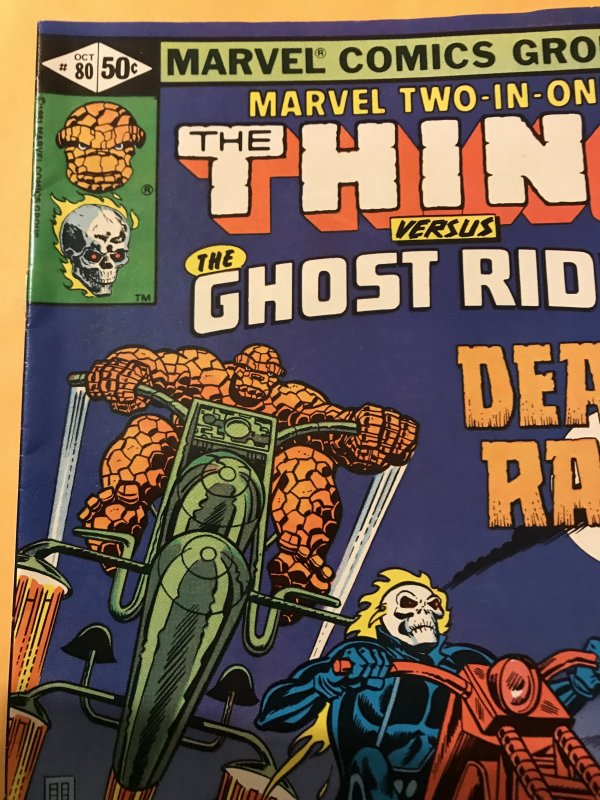 MARVEL TWO-IN-ONE #80 : 10/81 Fn+; The Thing & GHOST RIDER, Race battle