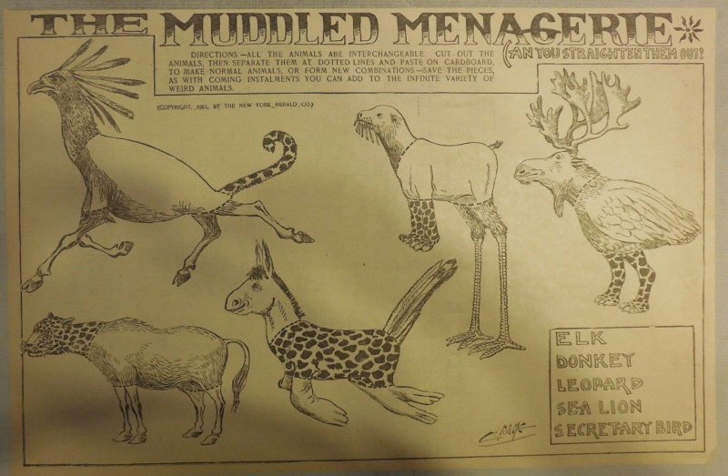 The Muddled Menagerie by Crane from from 1905 Half Page Size!