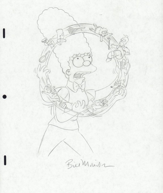 Simpsons Comics #95 Cover Prelim - 2004 Signed art by Bill Morrison