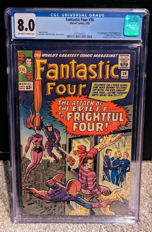 Fantastic Four (1961 1st Series) #36. 1st App. Frightful Four. CGC 8.0