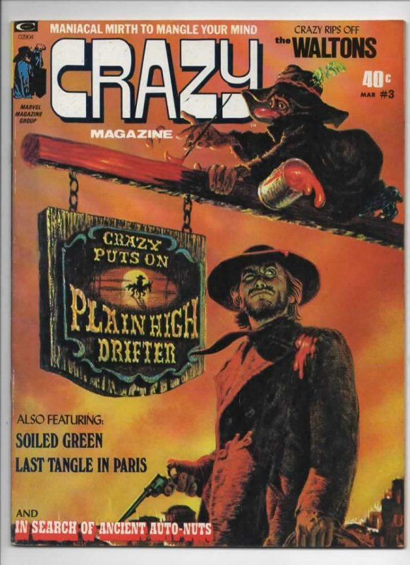 CRAZY #3 Magazine, FN/VF, Waltons, 1973 1974, Clint Eastwood, more in store