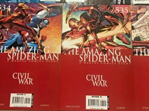 AMAZING SPIDER-MAN#529-538 VF/NM LOT 2008 'CIVIL WAR'  MARVEL COMICS