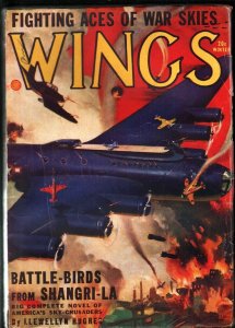 WINGS PULP-WINT 1943-FLYING AIRCRAFT CARRIER COVER! WOW VG