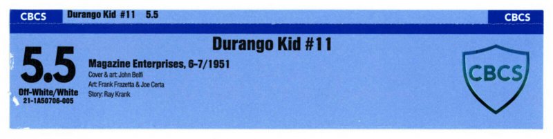 DURANGO KID #11 - NICE FN Grade - Fantastic FRANK FRAZETTA ART - RARE 1951 issue