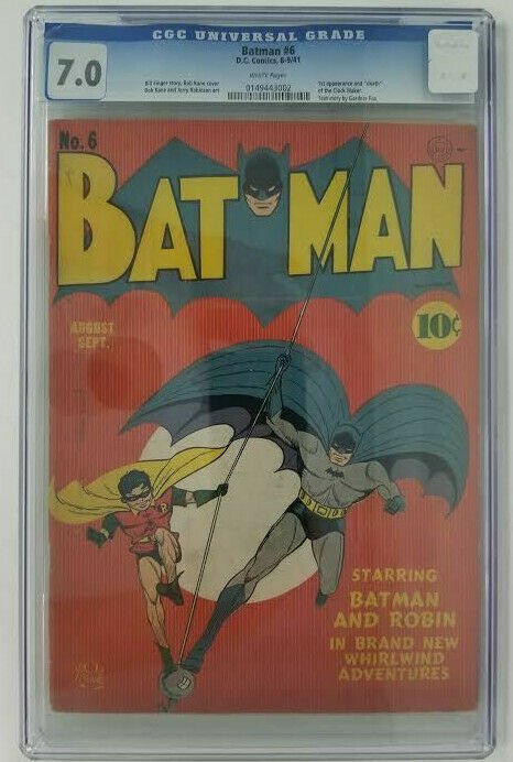 Batman #6 ~ 1941 DC ~ CGC 7.0 (FN/VF); 1st App. & Death of the Clock Maker