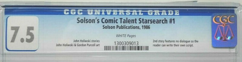 1986 Solson ~ SOLSON'S COMIC TALENT STARSEARCH #1 ~ CGC 7.5 VG-