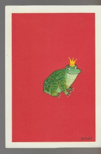 VALENTINE Cartoon Frog Prince Wearing Crown 5x7.25 Greeting Card Art #V3719