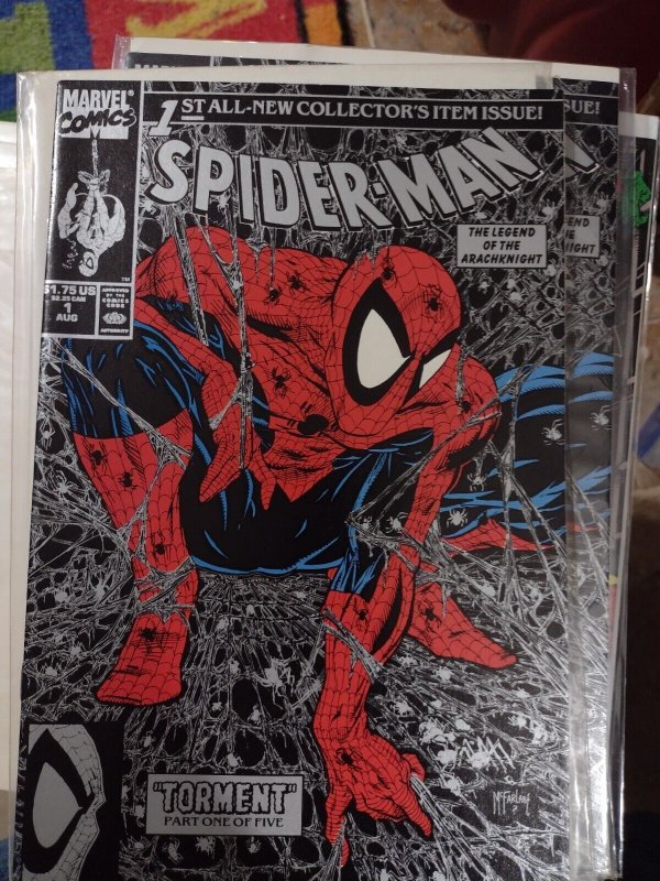 SPIDER-MAN # 1  MARVEL 1990  KEY silver  VARIANT RARE MCFARLANE TORMENT PT 1