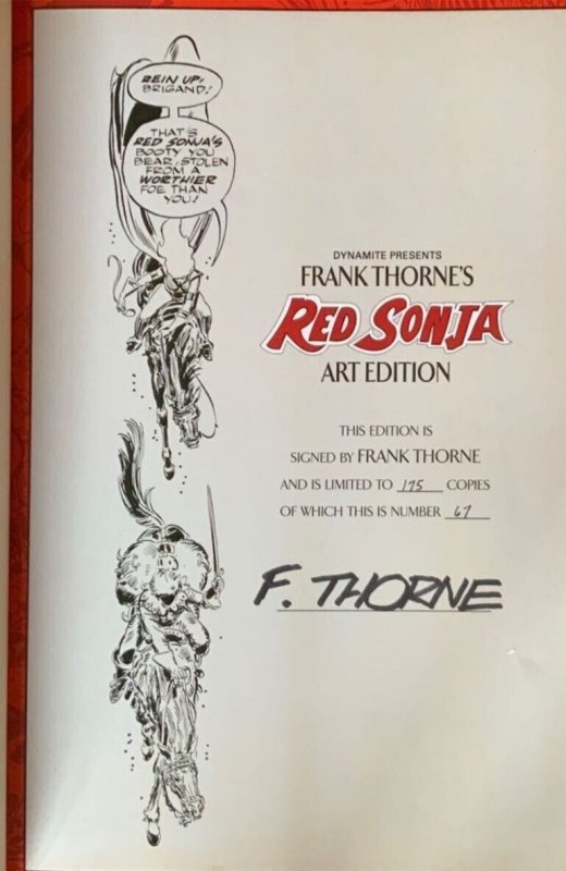 Frank Thorne’s Red Sonja Art Edition Volume 1 signed by Frank Thorne IDW NEW.