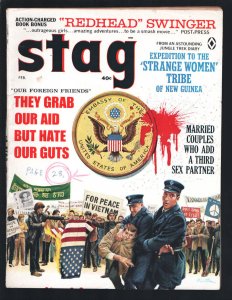 Stag  2/1968-Vietnam War protest cover by Mort Kunstler-Brothel girls-Gil Coh... 