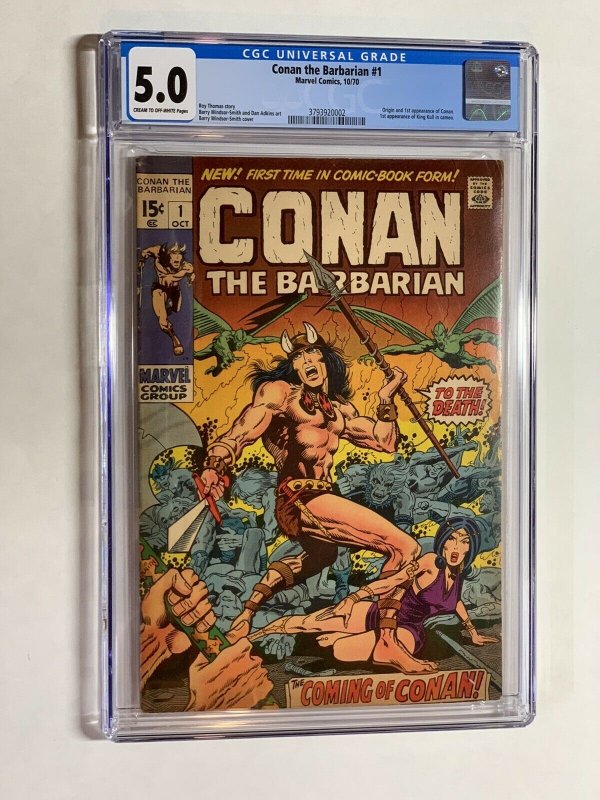 Conan The Barbarian 1 cgc 5.0 cr/ow pages marvel bronze age 