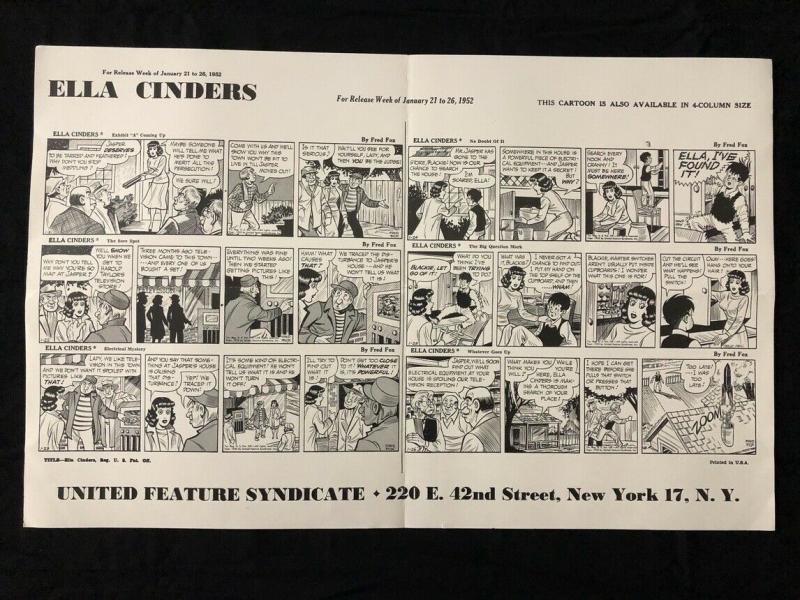 Ella Cinders Newspaper Comic Dailies Proof Sheet 1/21/52