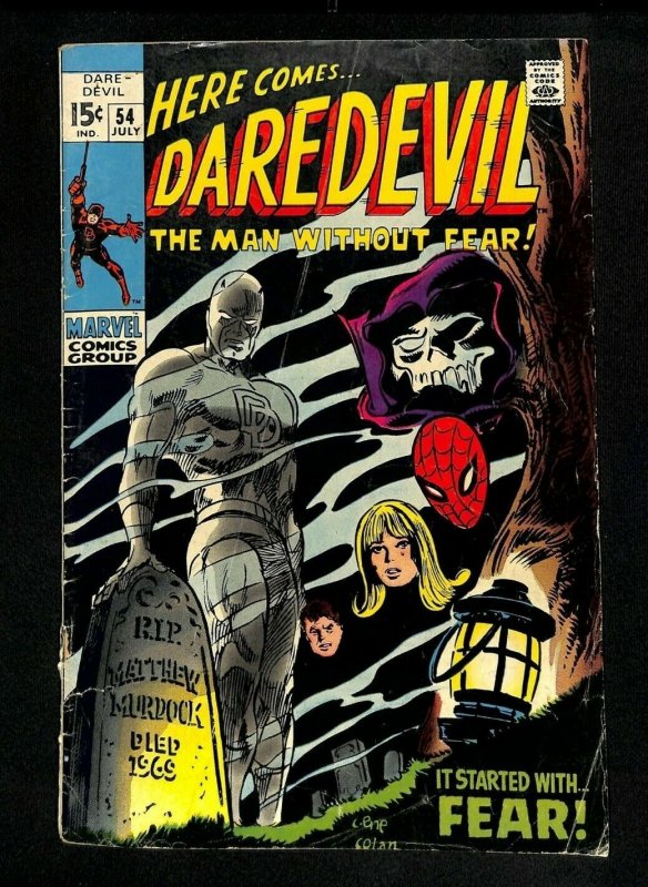 DAREDEVIL #54 VG (Marvel, 1969) 1st app MR FEAR (Machinesmith) Murdock is dead 