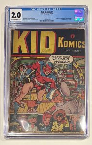 (1943) KID KOMICS #1 CGC 2.0! 1st Captain Wonder! Rare Golden Age Timely!