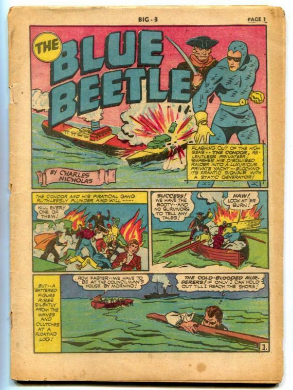 Big 3 #5 1941- Blue Beetle- Samson- Flame- coverless