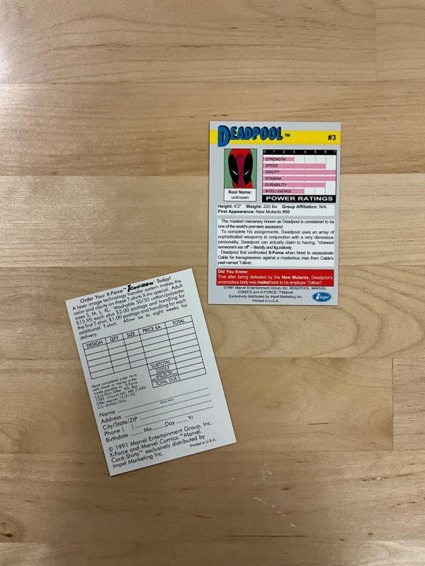 X-Force #1 (1991) With Deadpool Trading Card