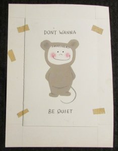 DON'T WANNA BE QUIET Boy in Mouse Costume 5x7 Greeting Card Art #nn