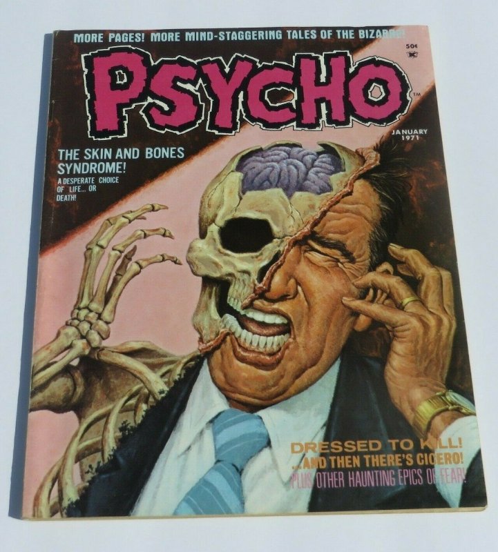 Psycho #1 FN/VF 1971 Horror Magazine Dressed to Kill Skin and Bones Syndrome