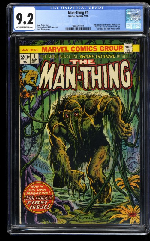 Man-Thing #1 CGC NM- 9.2 Off White to White 2nd Howard the Duck! Marvel Comics