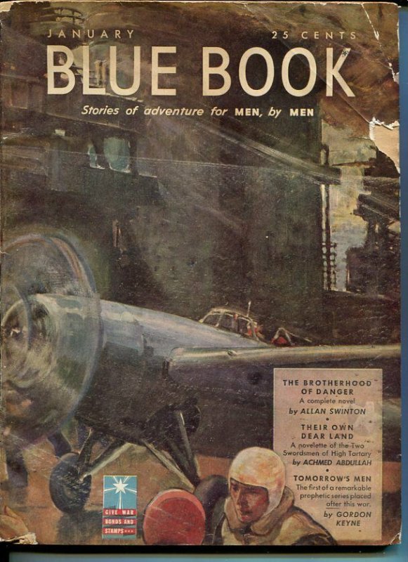 BLUE BOOK PULP-JAN 1943-STOOPS COVER-BEDFORD-JONES-NELSON BOND-SWINTON VG/FN