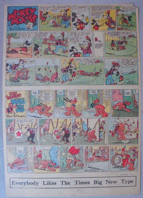 Mickey Mouse Sunday Page by Walt Disney from 10/8/1939 Tabloid Page Size