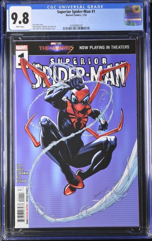 Superior Spider-Man #1 CGC 9.8 Mark Bagley Cover A Marvel 2023 White Pages