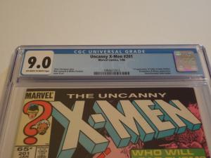 Uncanny X-Men #201, CGC 9.0; 1st Cable as baby Nathan! 1st Portacio cover art!!