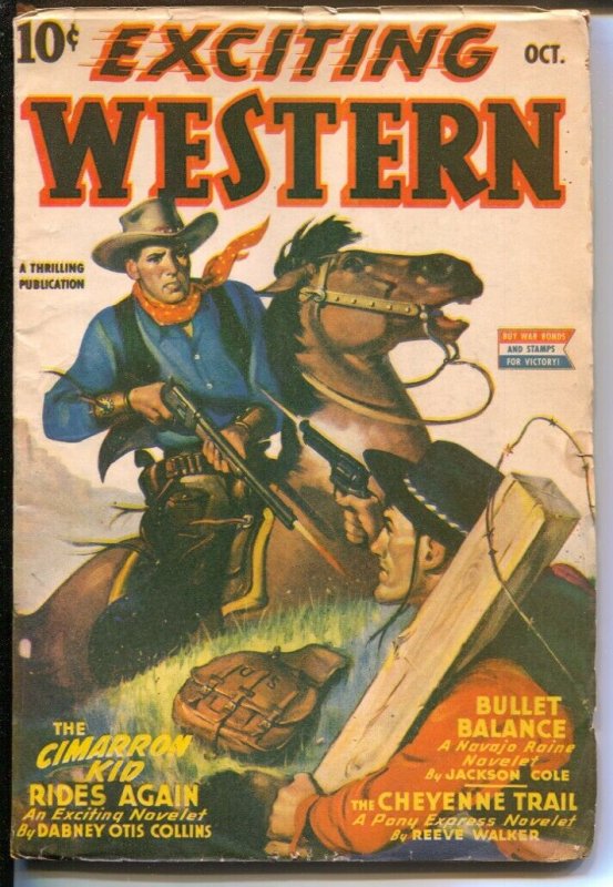 Exciting Western 10/1943-Thrilling- Alamo Paige of Pony Express-Navajo Raine-...