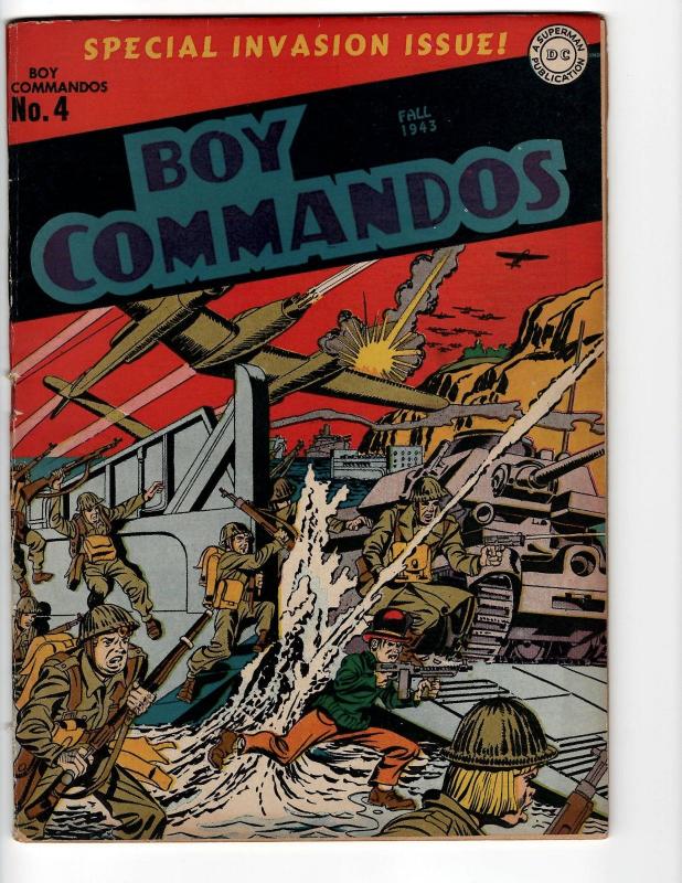 Boy Commandos # 4 FN- Fall 1943 DC Comic Book Golden Age Simon & Kirby JL9