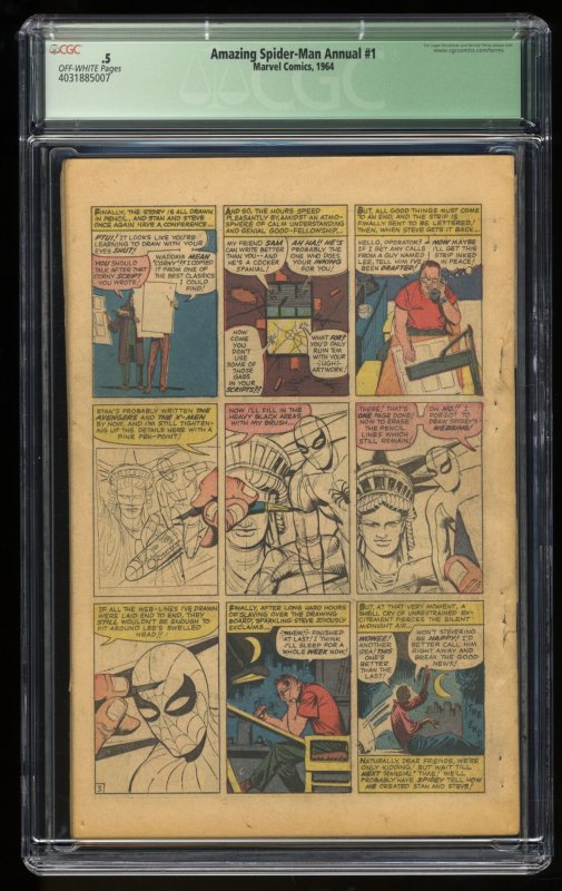 Amazing Spider-Man Annual #1 CGC P 0.5 Off White 1st Appearance Sinister Six!