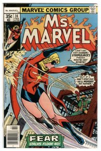 Ms. Marvel #14 Feb 1978 Maxwell Plumm becomes Steeplejack II + Dracula Cameo