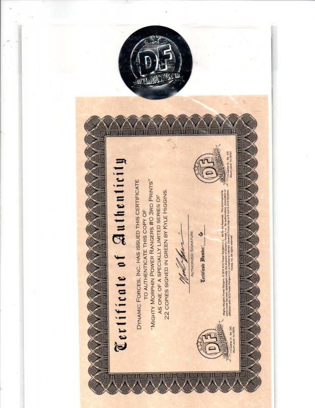 BOOM! Mighty Morphin Power Rangers #0 Rare 3rd Printing Signed by Kyle Higgins