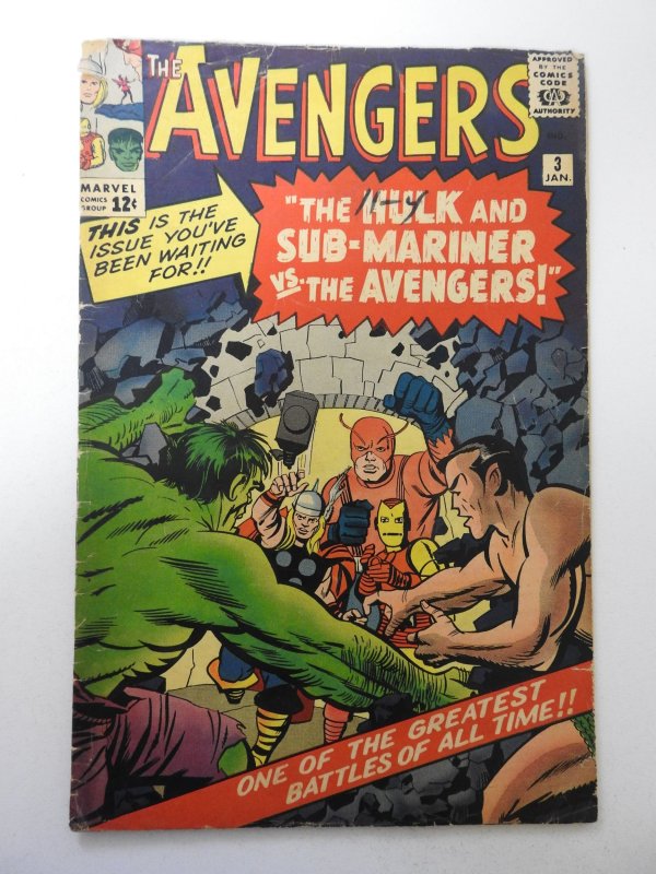 The Avengers #3 (1964) VG Condition 1 in cumulative spine split, ink fc