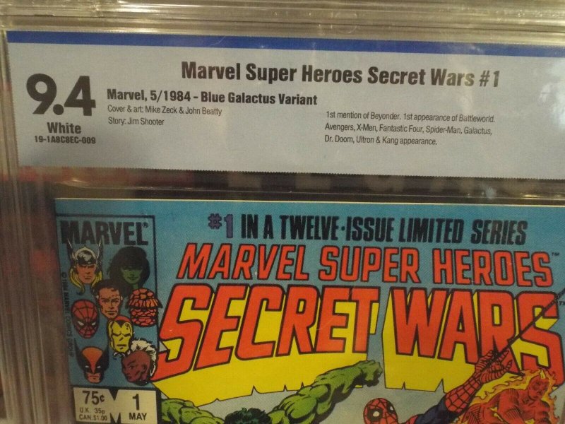 Marvel Super Heroes Secret Wars #1 - CBCS 9.4 - NM - White Pages - Blue Galactus