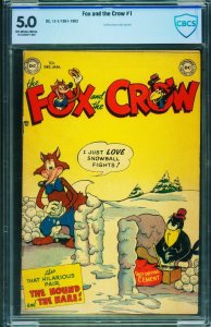 Fox And The Crow #1 CBCS 5.0 1952-DC COMICS SCARCE KEY ISSUE