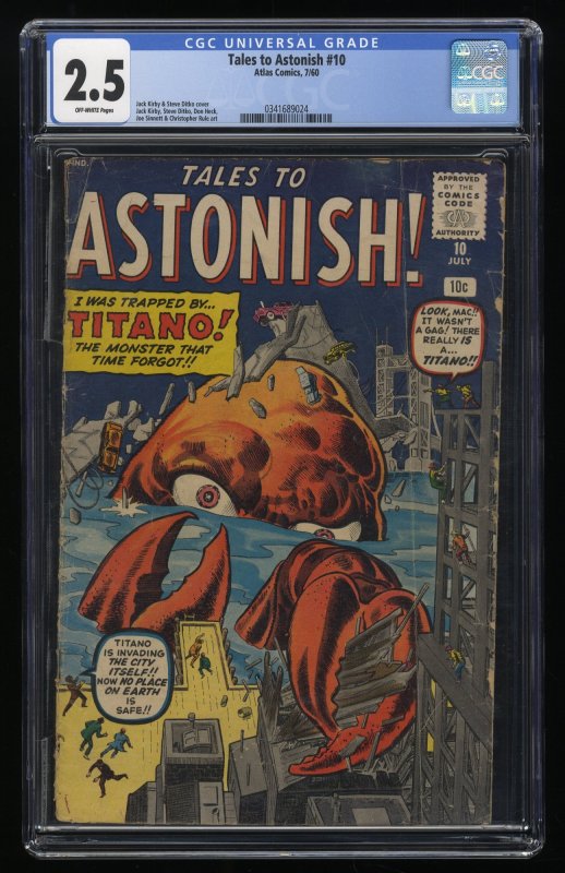 Tales To Astonish #10 CGC GD+ 2.5 Off White Pre-Hero Monster Cover Titano!