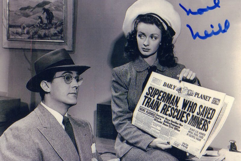 Clark Kent Superman with Lois Lane Photo - Signed by Noel Neill 