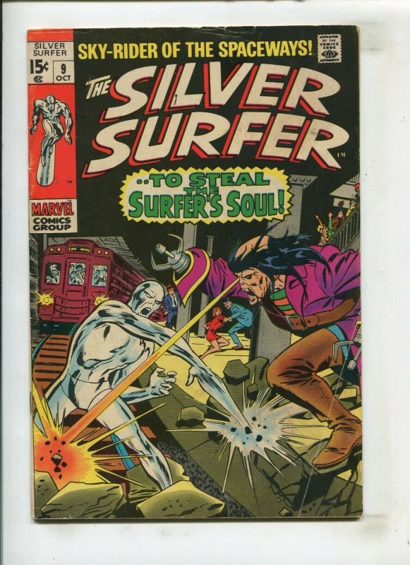THE SILVER SURFER #9 (4.5) TO STEAL THE SURFERS SOUL!!, BAGGED & BOARDED 1969 