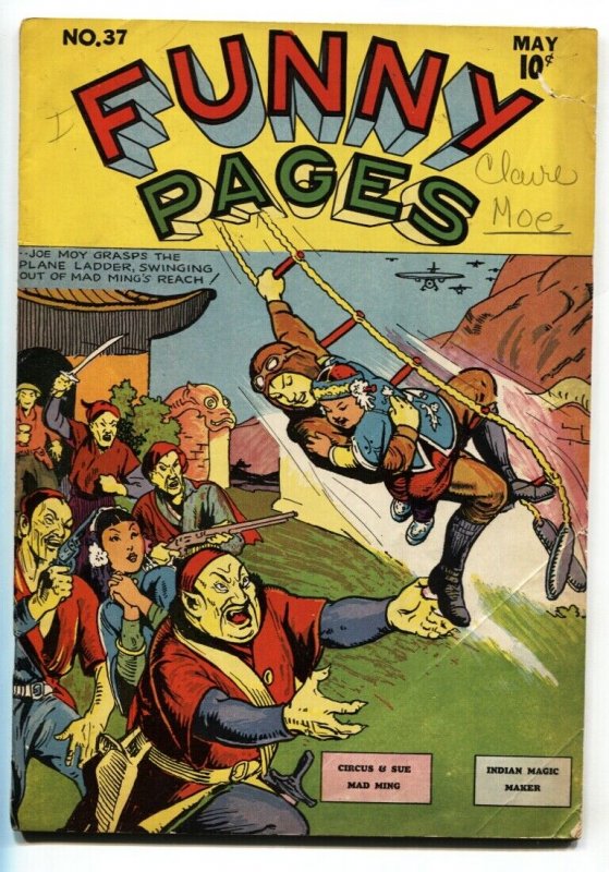 Funny Pages #37 1940-Asian Stereotype cover-Signed on cover-Centaur-rare